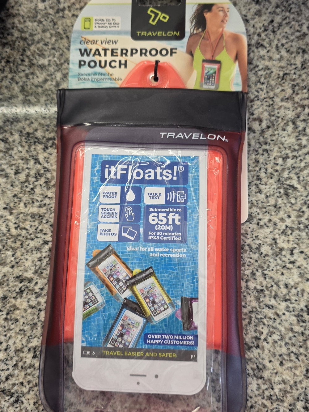 Travelon Red Floating Waterproof Phone Pouch with Lanyard